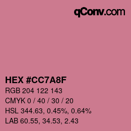 Color code: HEX #CC7A8F | qconv.com