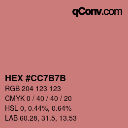 颜色代码: HEX #CC7B7B | qconv.com