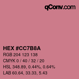 颜色代码: HEX #CC7B8A | qconv.com