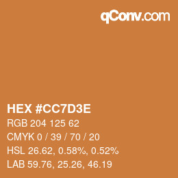 Color code: HEX #CC7D3E | qconv.com