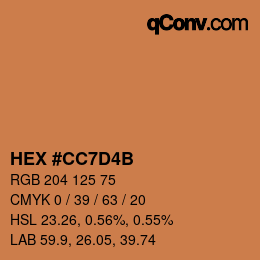 カラーコード: HEX #CC7D4B | qconv.com