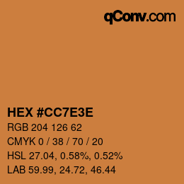 Color code: HEX #CC7E3E | qconv.com