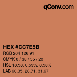 Color code: HEX #CC7E5B | qconv.com
