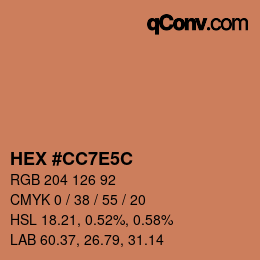 颜色代码: HEX #CC7E5C | qconv.com