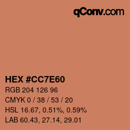 Color code: HEX #CC7E60 | qconv.com