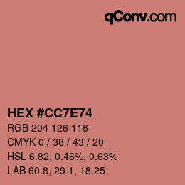 Color code: HEX #CC7E74 | qconv.com