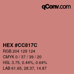 カラーコード: HEX #CC817C | qconv.com
