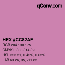 Color code: HEX #CC82AF | qconv.com