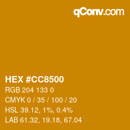 カラーコード: HEX #CC8500 | qconv.com