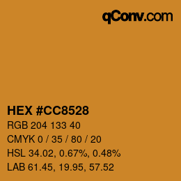 Color code: HEX #CC8528 | qconv.com