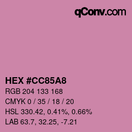 颜色代码: HEX #CC85A8 | qconv.com