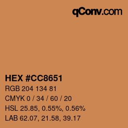 Color code: HEX #CC8651 | qconv.com