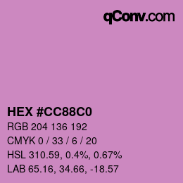 カラーコード: HEX #CC88C0 | qconv.com