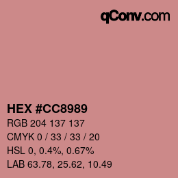 Color code: HEX #CC8989 | qconv.com