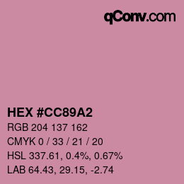 Color code: HEX #CC89A2 | qconv.com