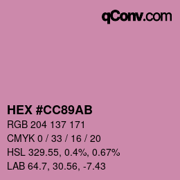 Color code: HEX #CC89AB | qconv.com