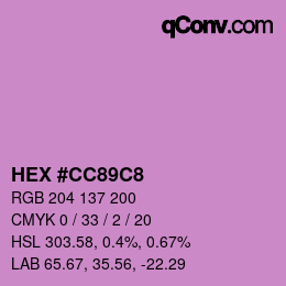 カラーコード: HEX #CC89C8 | qconv.com