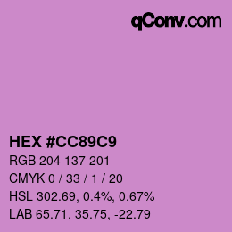 Color code: HEX #CC89C9 | qconv.com