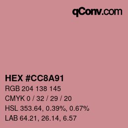 Farbcode: HEX #CC8A91 | qconv.com
