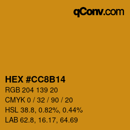 Color code: HEX #CC8B14 | qconv.com