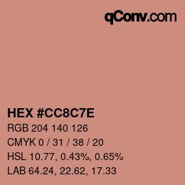 カラーコード: HEX #CC8C7E | qconv.com