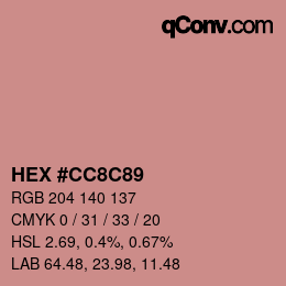 Color code: HEX #CC8C89 | qconv.com