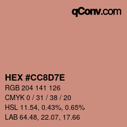 Color code: HEX #CC8D7E | qconv.com