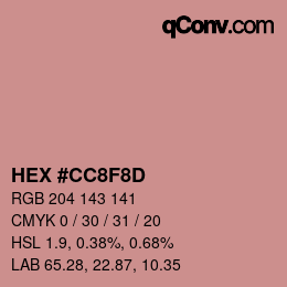 Color code: HEX #CC8F8D | qconv.com