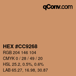 Color code: HEX #CC9268 | qconv.com