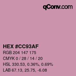 Color code: HEX #CC93AF | qconv.com