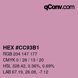 カラーコード: HEX #CC93B1 | qconv.com