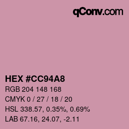カラーコード: HEX #CC94A8 | qconv.com
