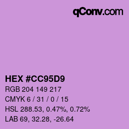 Color code: HEX #CC95D9 | qconv.com