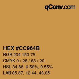 Color code: HEX #CC964B | qconv.com