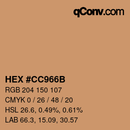 Color code: HEX #CC966B | qconv.com