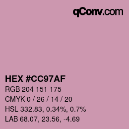 Color code: HEX #CC97AF | qconv.com