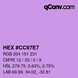 Color code: HEX #CC97E7 | qconv.com