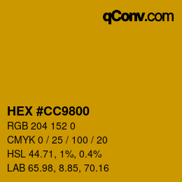 Color code: HEX #CC9800 | qconv.com