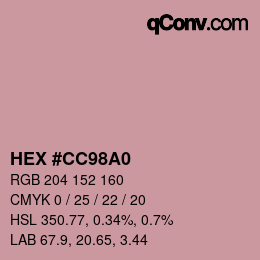 Color code: HEX #CC98A0 | qconv.com