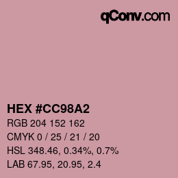 Color code: HEX #CC98A2 | qconv.com