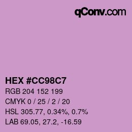 Color code: HEX #CC98C7 | qconv.com