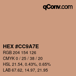 Color code: HEX #CC9A7E | qconv.com