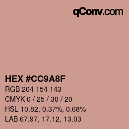 颜色代码: HEX #CC9A8F | qconv.com