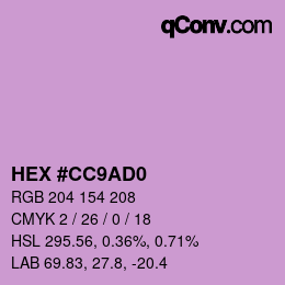 Color code: HEX #CC9AD0 | qconv.com