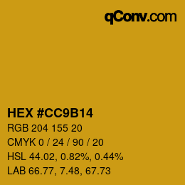 Color code: HEX #CC9B14 | qconv.com