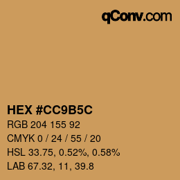 Color code: HEX #CC9B5C | qconv.com