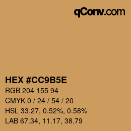 Color code: HEX #CC9B5E | qconv.com