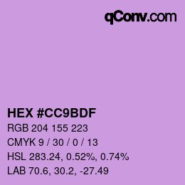 Farbcode: HEX #CC9BDF | qconv.com