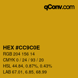 Color code: HEX #CC9C0E | qconv.com