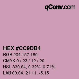 カラーコード: HEX #CC9DB4 | qconv.com